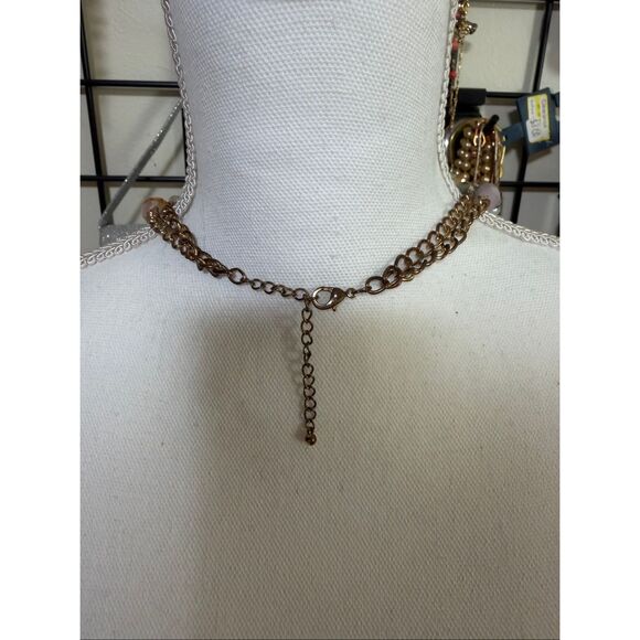 Multi-Strand Faceted Bead Statement Necklace Soft Neutrals & Pastel Glass Beads - Picture 6 of 7